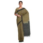 Handmade 100% Pure Cotton Saree With 1 Year Warranty-(Without Blouse Piece) – Olive