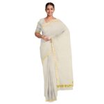 Handmade Women’s 100% Pure Cotton Kerala Kasavu Set Mundu With Blouse Piece