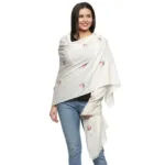 Handmade pure cotton embroidered women stole from himalaya 70x200cm cream