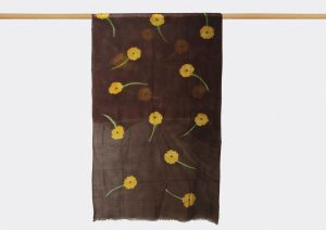 Stole Hand Painted Yellow Flowers With Fringe