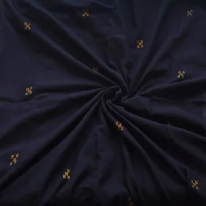 Black With Golden Zari Jamdani Motif Fabric