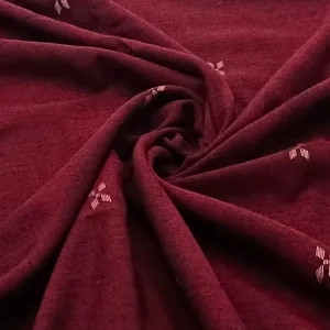 Maroon With Yellow Jamdani Motif Fabric