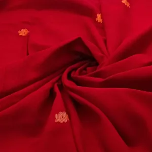 Red With Yellow Jamdani Motif Fabric