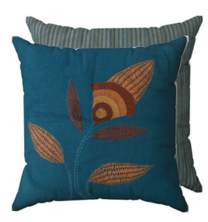 Cushion Cover With Hand Embroidery Leaf Design (3 Layer)