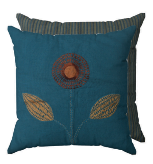 Cushion Cover With Hand Embroidery Flower Kadam Design (3 Layer)