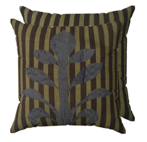 Cushion Cover Applique And Block Printed With Run Stitch