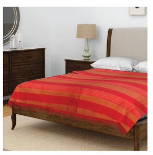 Bed Cover Stripe Weave With Fringe