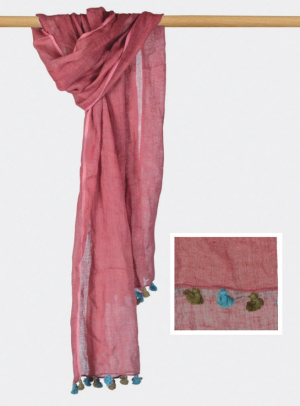 Hand Woven Stole With Pompoms