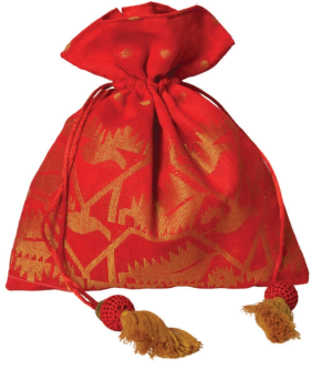 Drawstring Potli Bag - Jamdani - Large