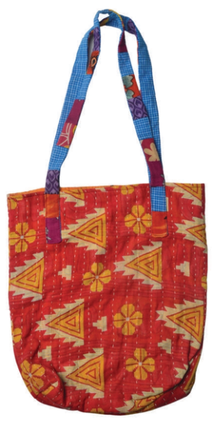 Patchwork Bag Recycled With Kantha Embroidery (2 Layers)