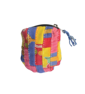 Patchwork Recycled Coin Purse With Kantha Embroidery (2 Layers)