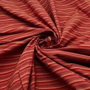 Handwoven Striped Earthy Reds & Browns Fabric