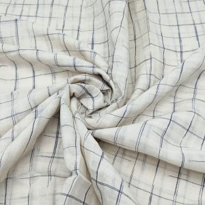 White With Blue Checks Fabric