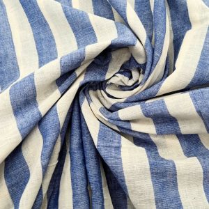 White & Blue Stripes Fabric