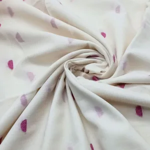 White With Red Jamdani Motif Fabric