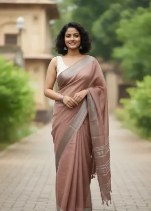 Pink Sandstone Handwoven Cotton Saree