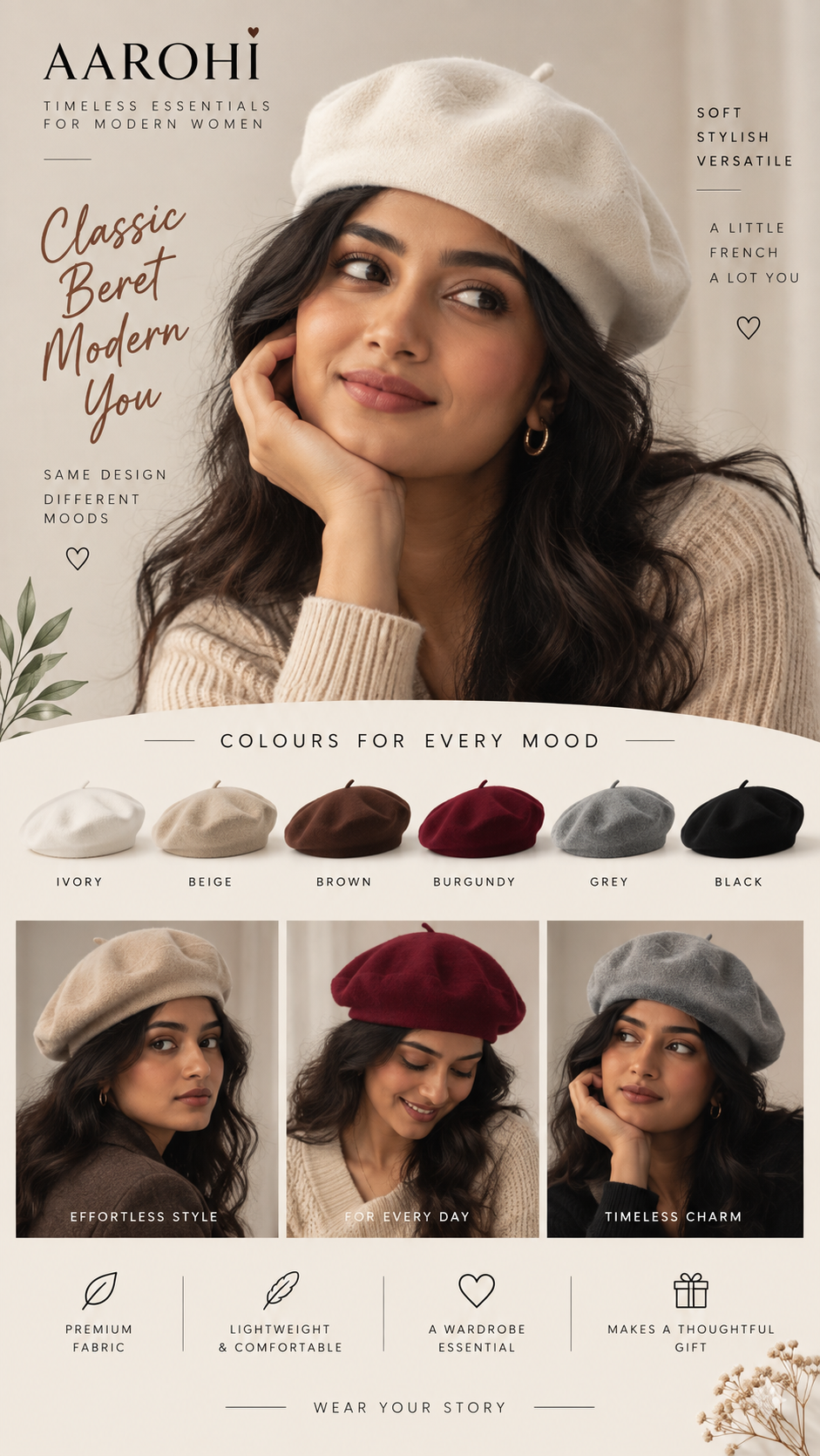 ð Aarohi Women’s Vintage Beret