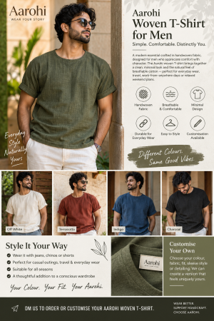 ð¿ Aarohi Men’s Handloom Fusion Tee ð¿