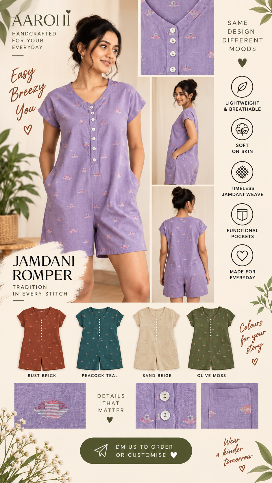 ð¼ Aarohi Jamdani Fusion Romper — Desi Craft, Western Attitude ✨