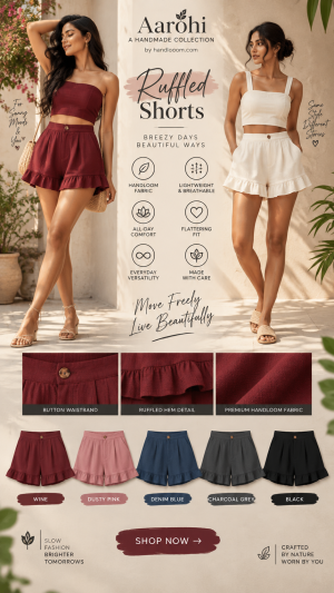 ð¤ Aarohi Handmade Ruffle-Edge Handloom Shortsð¤