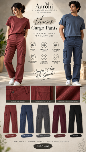 ð¤Aarohi Contemporary Unisex Utility Handloom Cargo Pantsð¤