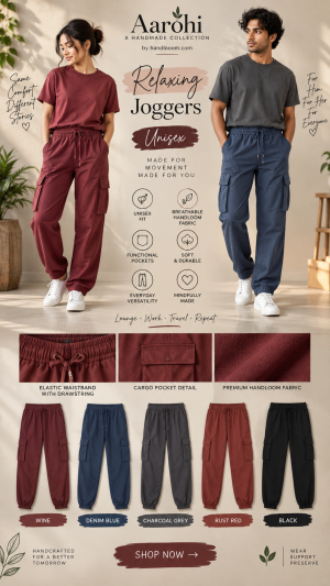 ð¤Aarohi Contemporary Unisex Utility Handmade Tapered Comfort Joggersð¤