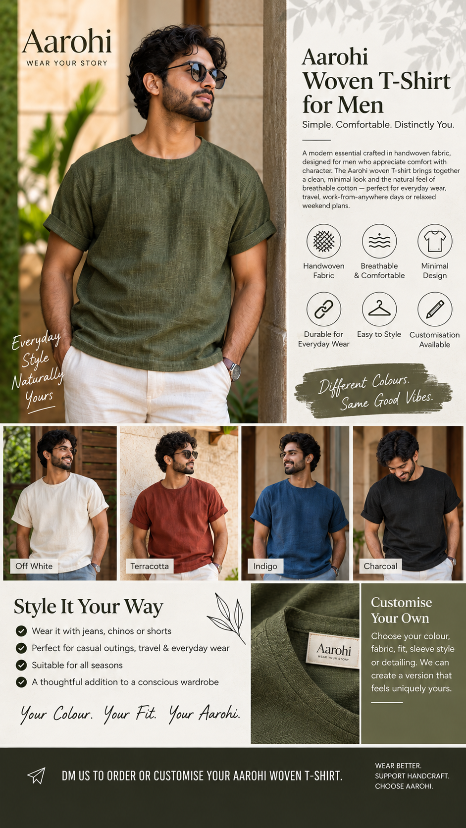 ð¿ Aarohi Men’s Handloom Fusion Tee ð¿