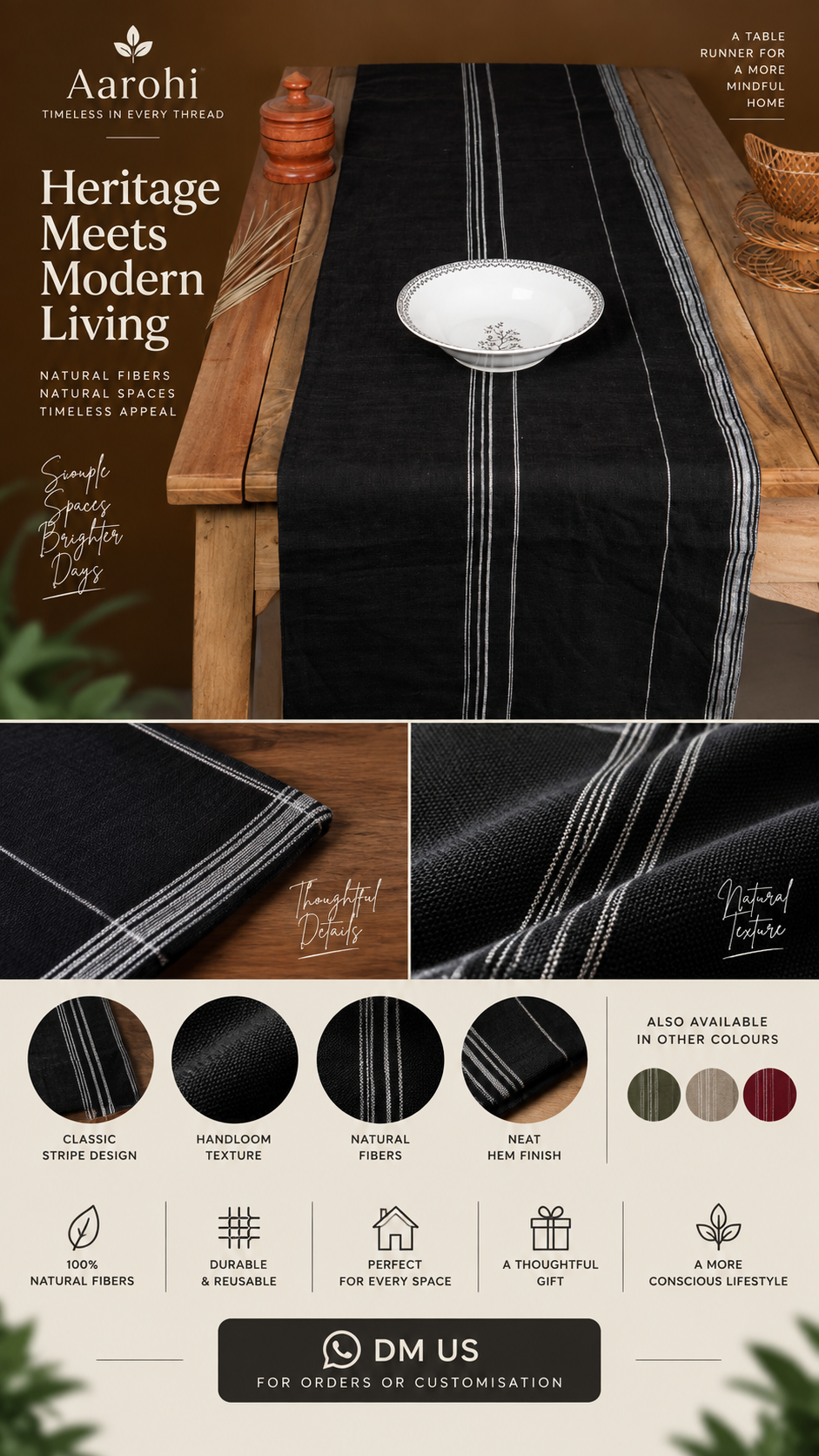 ð¤ Aarohi Home Handwoven Table Runnerð¤