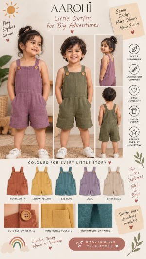 ✨ ð Aarohi Kids Handmade Multicolour Romper ✨