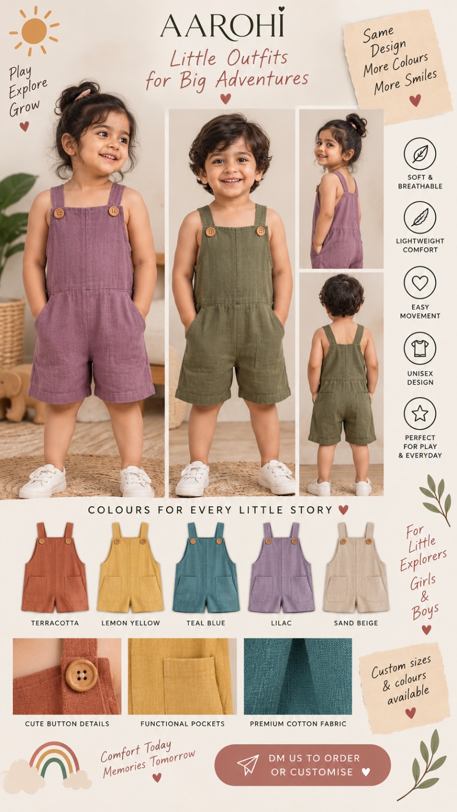 ✨ ð Aarohi Kids Multicolour Romper ✨