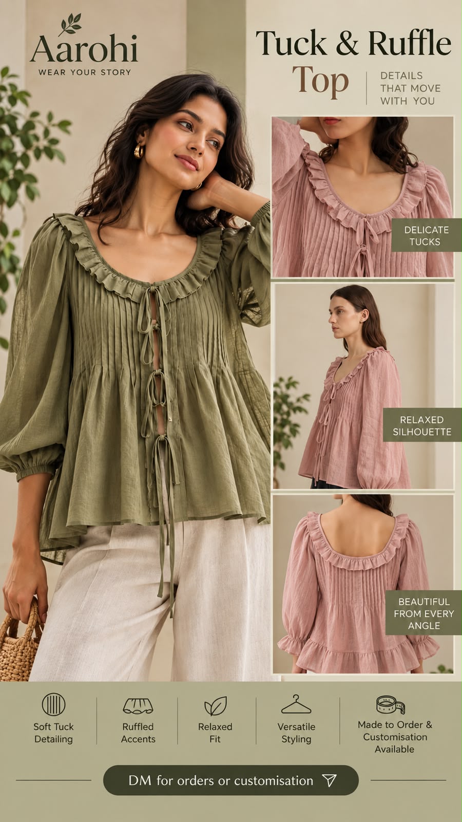 ✨  Aarohi Anaya Tuck & Ruffle Top ✨