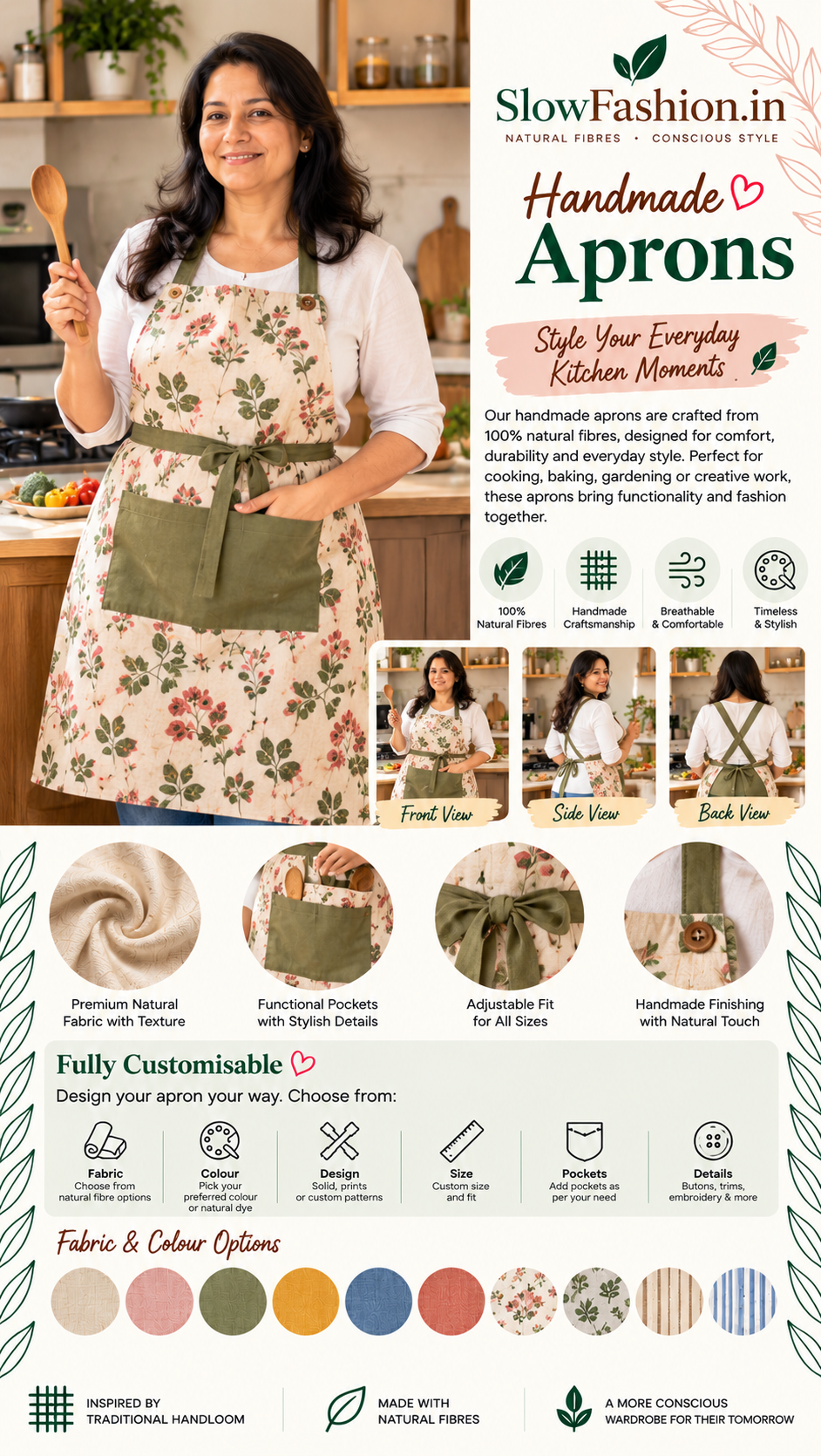ð©‍ð³ Handmade Apron – Customizable & Sustainable | Collection of SlowFashion.in