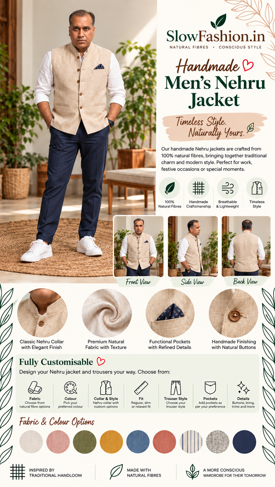 ð§µ Handmade Nehru Jackets — SlowFashion.in ✨