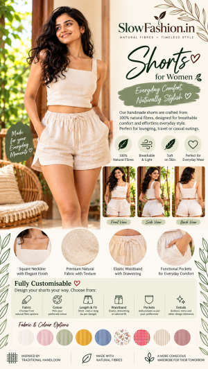 ⭐ð¿ SlowFashion.in | Fully Customisable Handmade Women’s Shorts ð¿⭐